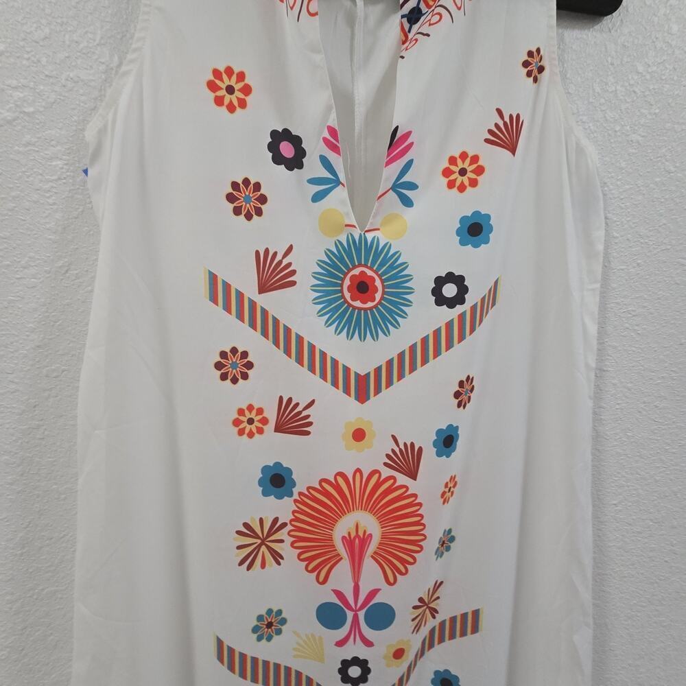 Vonda White Floral Ethnic Bohemian Sleeveless Maxi Sundres Size S Beach - Picture 4 of 10